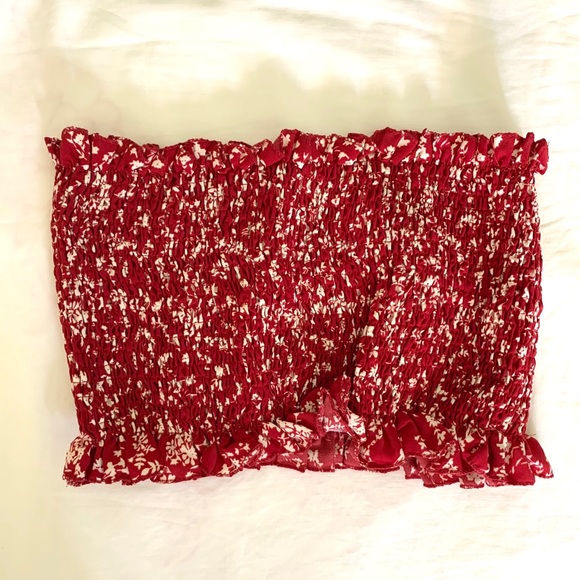 NWOT Cinched Red Tube Top - Picture 2 of 2